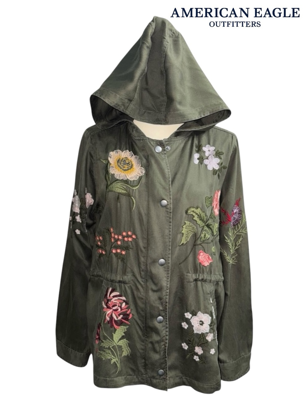 American Eagle Army Green Hooded Utility Jacket, Size X-Small - Picture 13 of 15